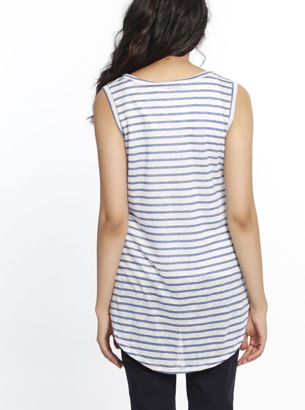 Linen Nursing Top with Double Lining - Blue Stripes - Angel Maternity - Maternity clothes - shop online (32229752853)