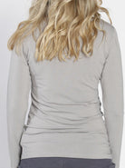 Busy Mummy Long Sleeve Bamboo Nursing Top in Grey back (780192972903)