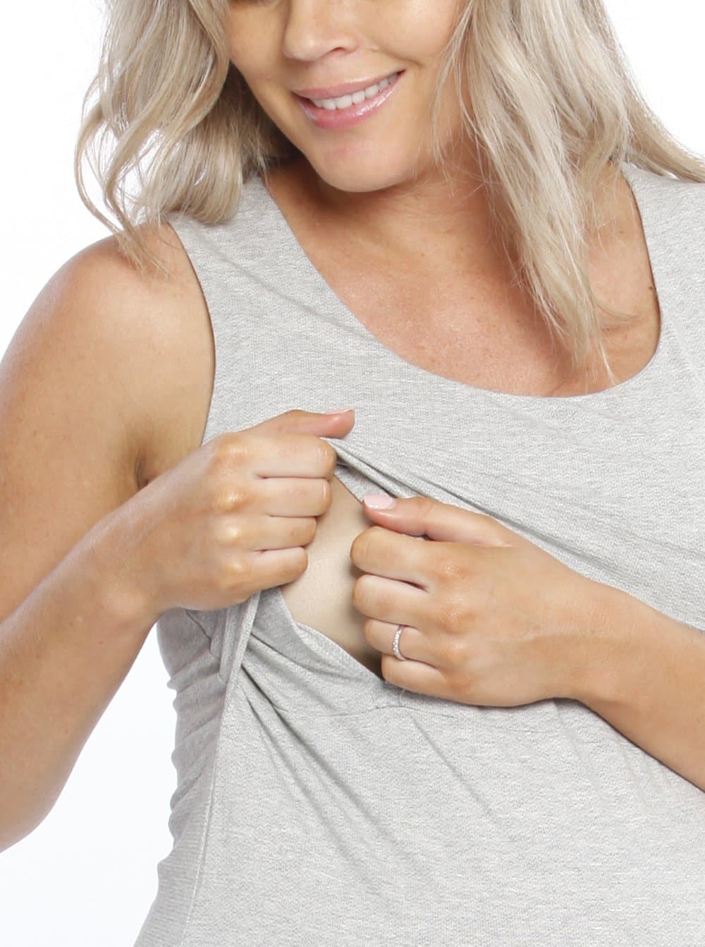 Maternity Busy Mummy Nursing Tank in Grey - pregnancy top (1562137100391)