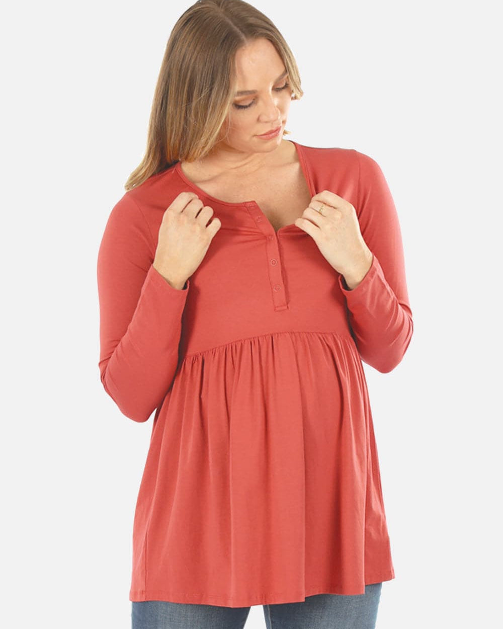 Maternity & Nursing Long Sleeve Baby Doll Tee - Angel Maternity - Maternity clothes - shop online (6558614093927)