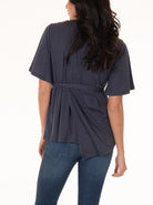 Maternity Tie Waist Nursing Top - Dark Grey - Angel Maternity - Maternity clothes - shop online (3953048223847)