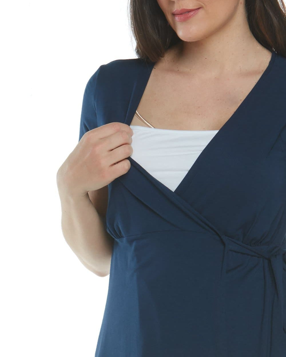 Maternity/ Nursing Wrap Top - Navy - Angel Maternity - Maternity clothes - shop online (4007972438119)