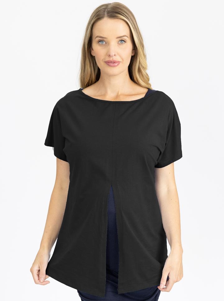 Reversible Maternity T-Shirt in Black front (4738782068839)
