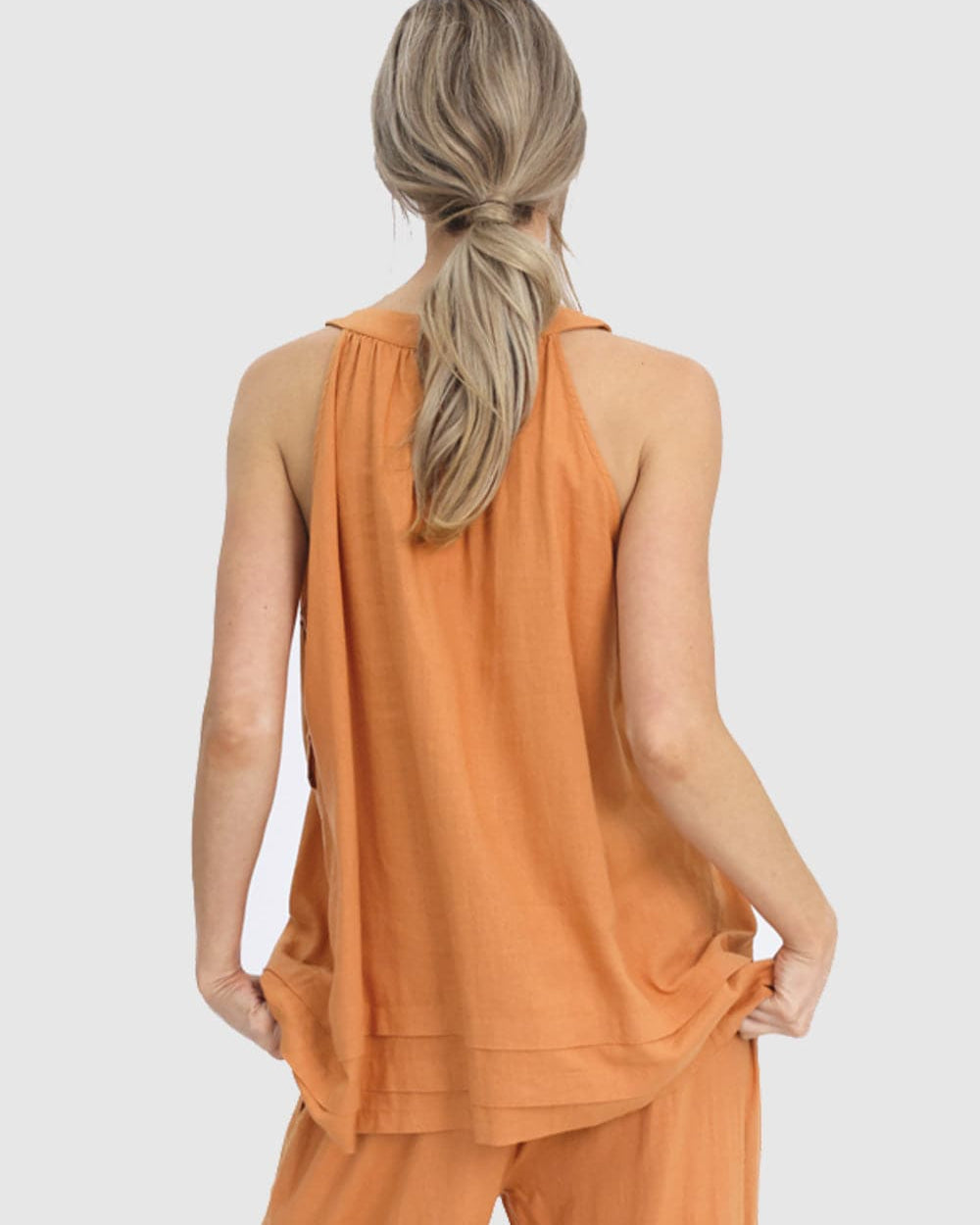 Maternity Sleeveless Linen Top in Orange - Angel Maternity - Maternity clothes - shop online (6588612345959)