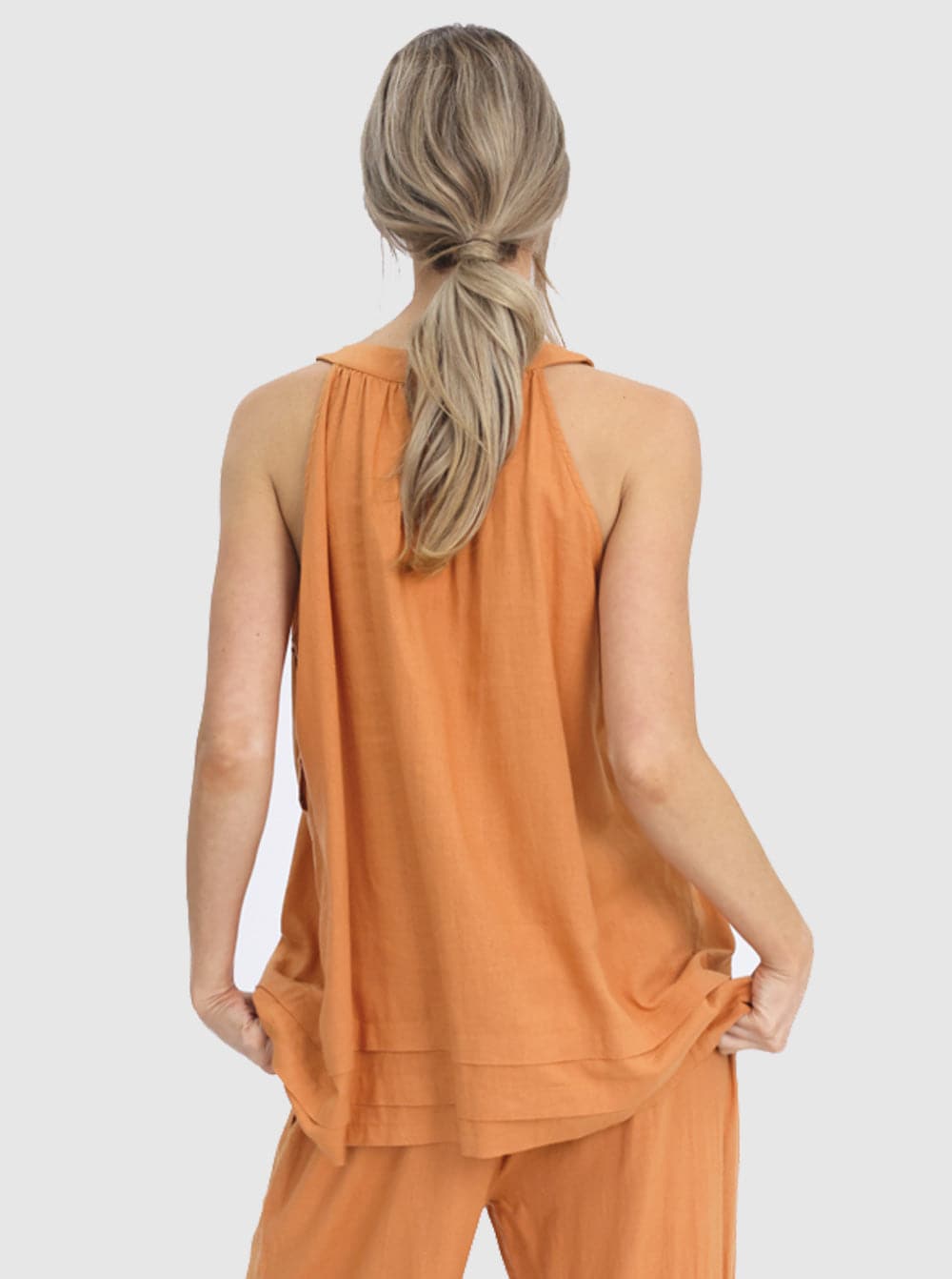 Maternity Sleeveless Linen Top in Orange - Angel Maternity - Maternity clothes - shop online (6588612345959)