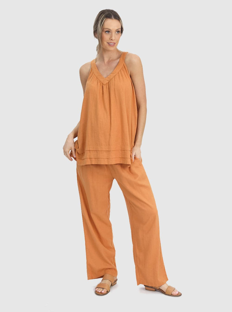 Maternity Linen Pant in Orange - Angel Maternity - Maternity clothes - shop online (6588656451687)