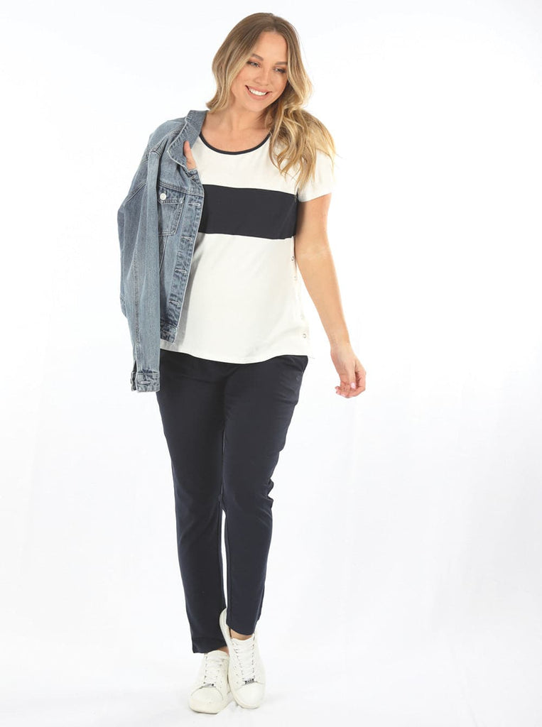 Maternity and Nursing T-Shirt in Navy and White - Angel Maternity - Maternity clothes - shop online (6591273074791)