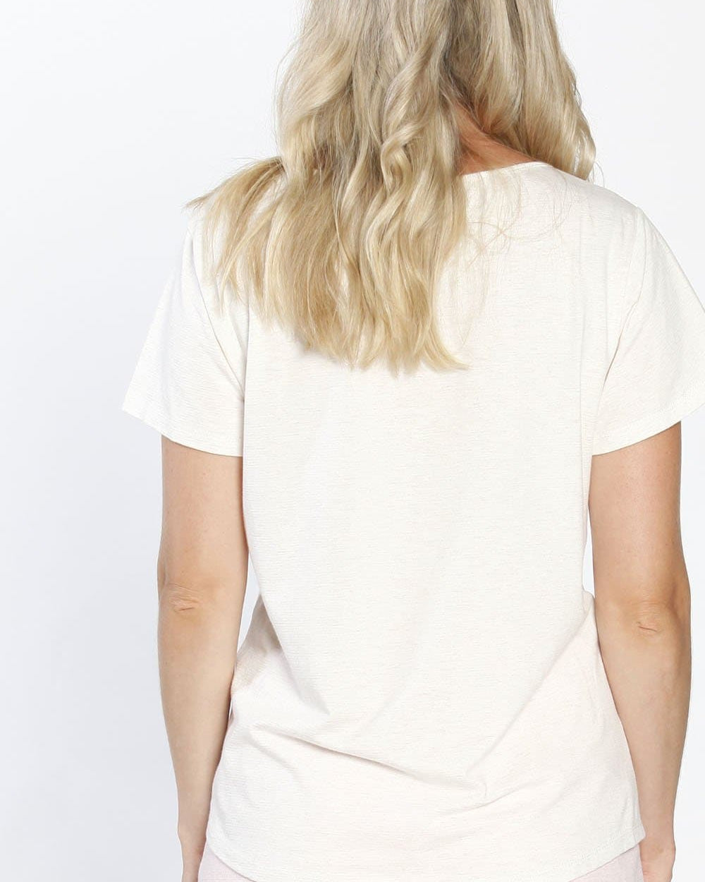 Nursing Tee Top with Front Button Opening - Off White back (190940610581)