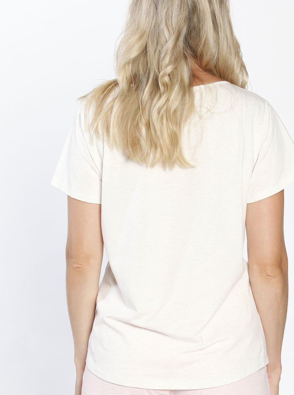 Nursing Tee Top with Front Button Opening - Off White back (190940610581)