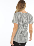 Maternity Adjustable Cross String Back Casual Top - Stripes - Angel Maternity - Maternity clothes - shop online (94132502549)