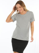 Maternity Adjustable Cross String Back Casual Top - Stripes - Angel Maternity - Maternity clothes - shop online (94132502549)