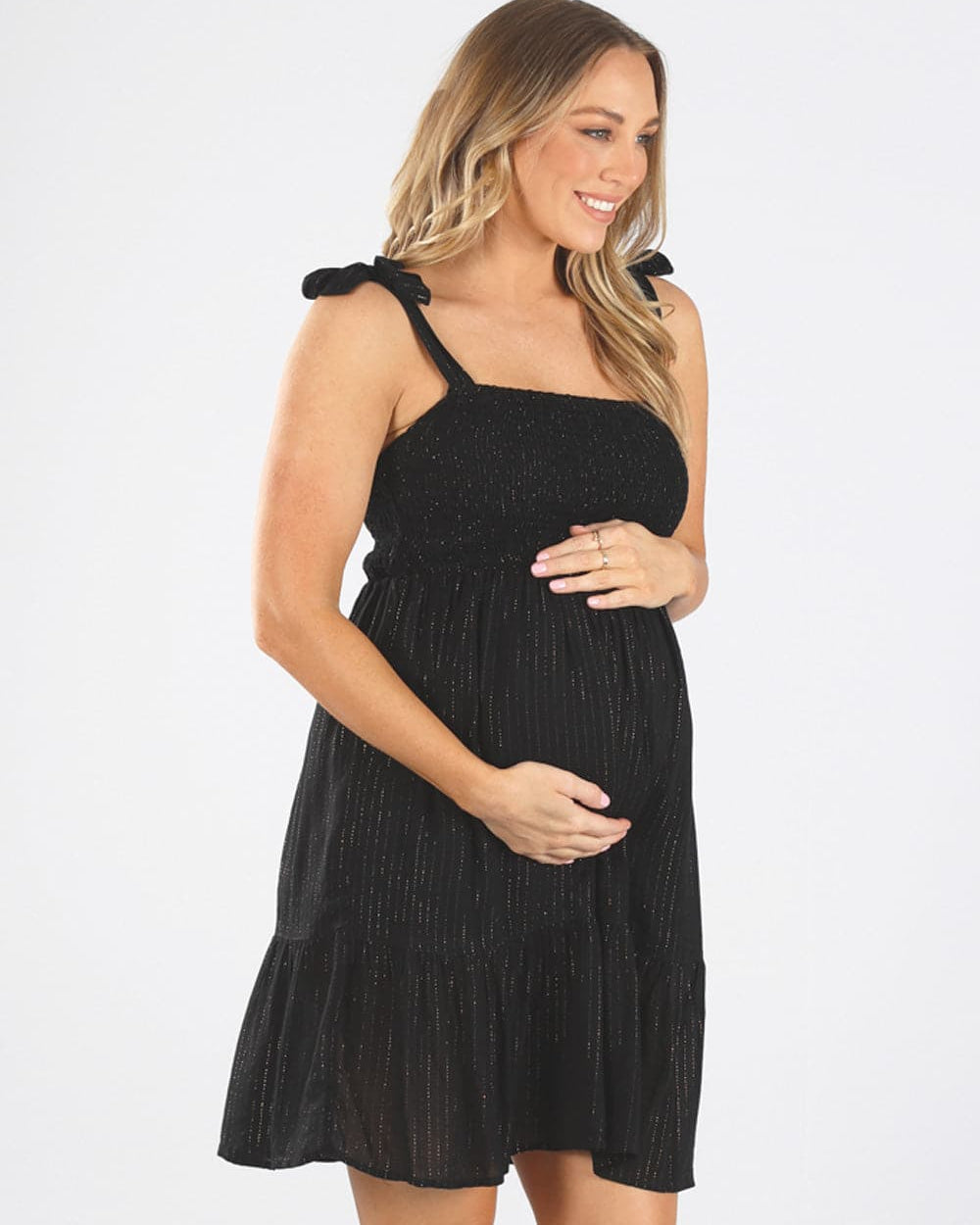 Gold Thread Maternity & Nursing Black Dress - Angel Maternity - Maternity clothes - shop online (6604000362599)