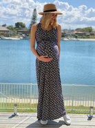 Maternity  Dress in Maxi in Navy Print - Angel Maternity - Maternity clothes - shop online (4694162112615)