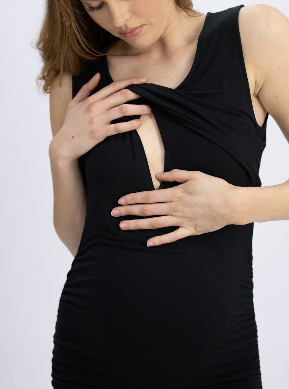 Bodycon Sleeveless Nursing Dress - Black - Angel Maternity - Maternity clothes - shop online (4006287507559)