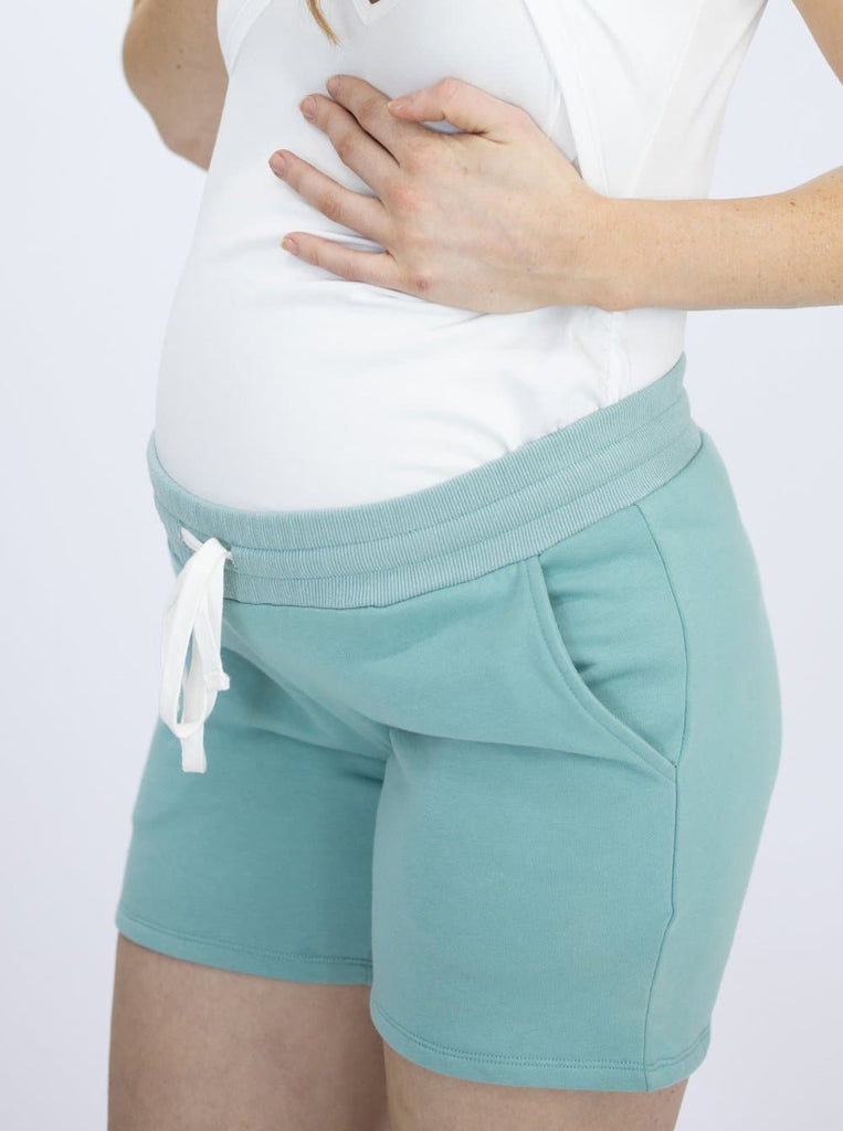 Cotton Maternity Summer Shorts in Sage - Angel Maternity - Maternity clothes - shop online (4697589022823)