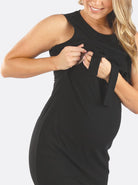 Maternity and Nursing Tie Knot Dress in Black - Angel Maternity - Maternity clothes - shop online (6593453752423)