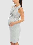 Maternity and Nursing Tie Knot Dress in Marl Grey - Angel Maternity - Maternity clothes - shop online (6586446577767)