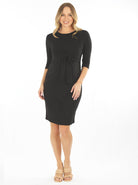 Full View - Maternity and Nursing Tie Knot Dress - Black - Angel Maternity - Maternity clothes