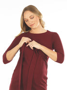 Maternity and Nursing Tie Knot Dress - Burgundy - Angel Maternity - Maternity clothes - shop online (6591229427815)