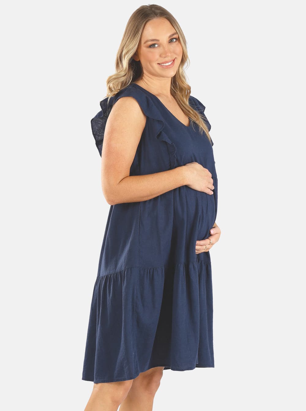 Isla Maternity/Nursing Linen Dress
