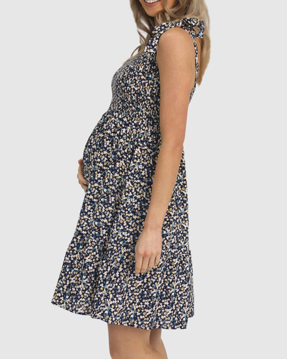 Maternity Summer Shirred Floral Nursing Dress - Angel Maternity - Maternity clothes - shop online (6590621614183)