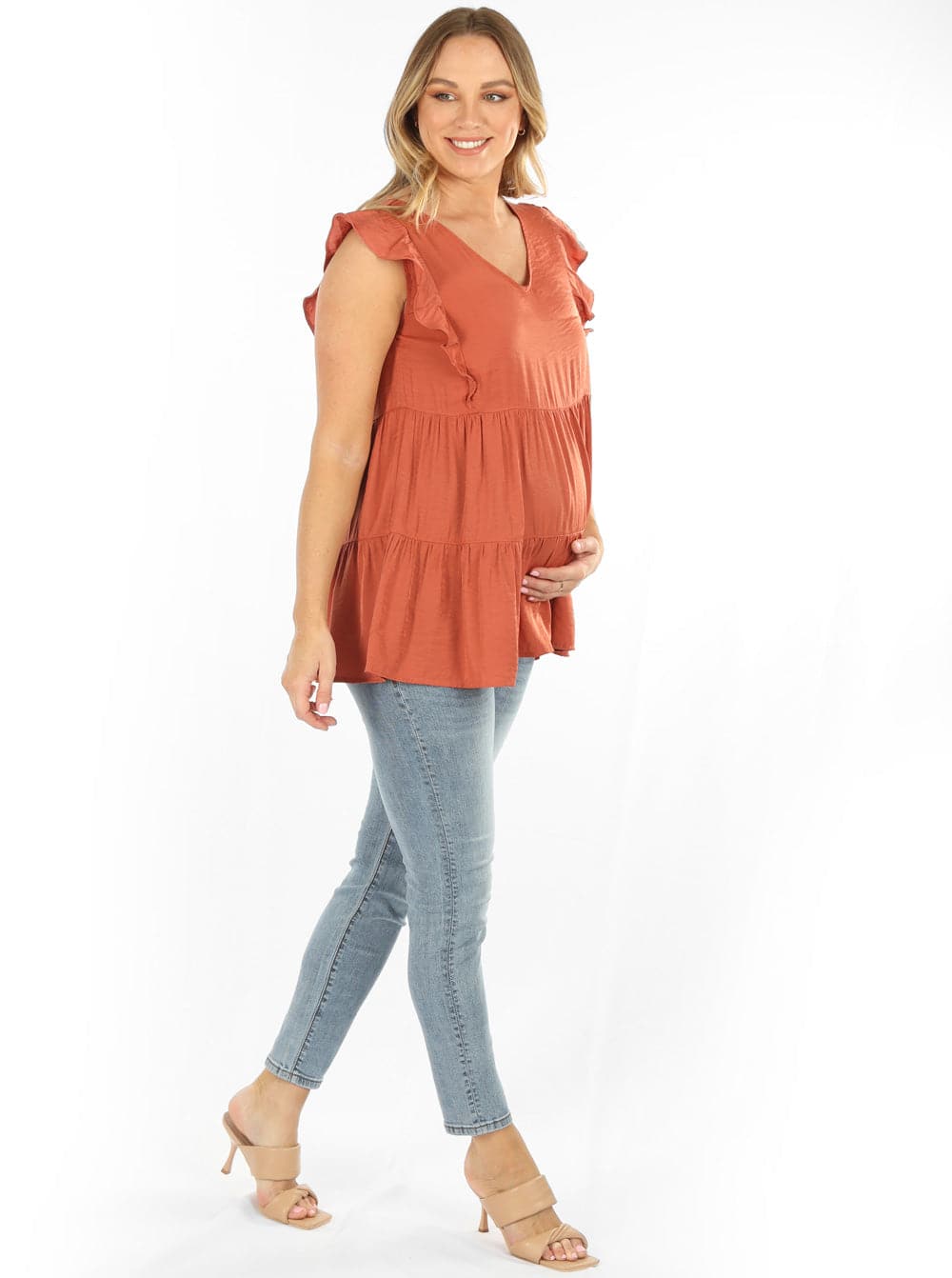 Maternity & Nursing Summer Top in Orange - Angel Maternity - Maternity clothes - shop online (6591541051495)