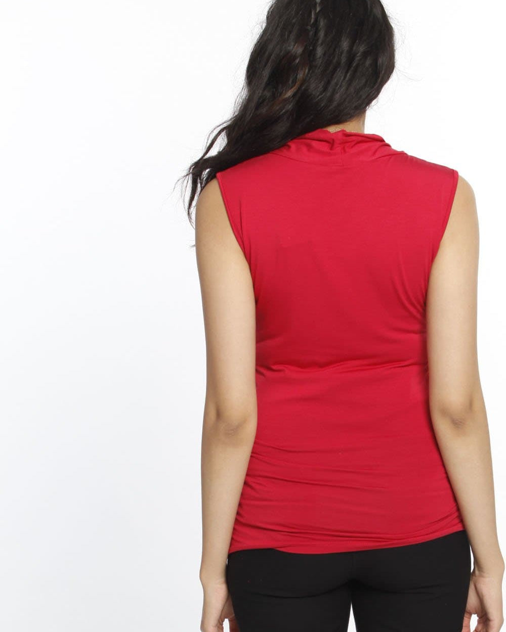 Maternity V-Neck Crossover Bamboo Sleeveless Top - Red - Angel Maternity - Maternity clothes - shop online (1568919978087)