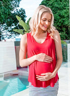Maternity Swing Tank with Nursing Opening in Red - Angel Maternity - Maternity clothes - shop online (4476295151719)