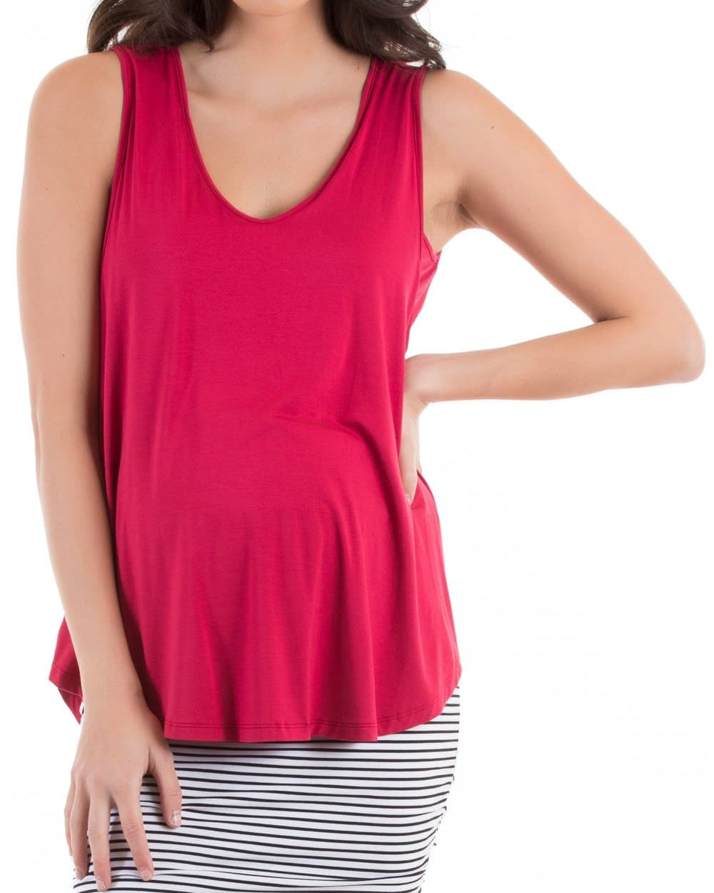Maternity Swing Tank with Nursing Opening in Red - Angel Maternity - Maternity clothes - shop online (4476295151719)