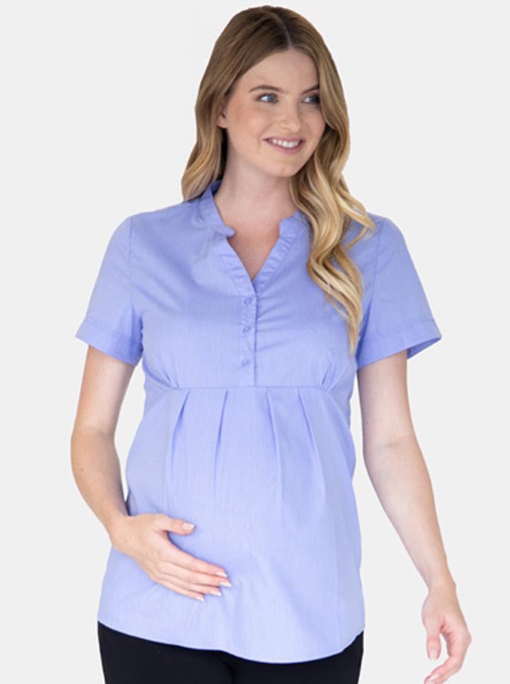 Blue Maternity Blouse Work Top - Nursing Friendly – ANGEL MATERNITY