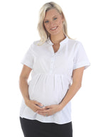 Maternity & Nursing Blouse Work Top - White (6631279951975)