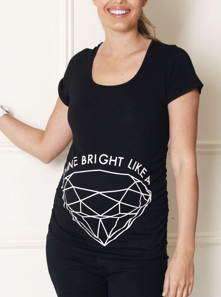 Basic Maternity Slogan Top: Shine Bright like a Diamond Tee - Angel Maternity - Maternity clothes - shop online (10007330374)