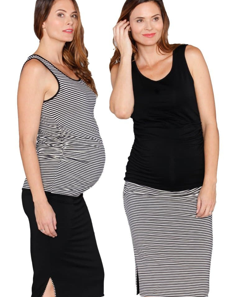 Reversible Maternity Skirt in Black/ Stripes - Angel Maternity - Maternity clothes - shop online (10088318534)