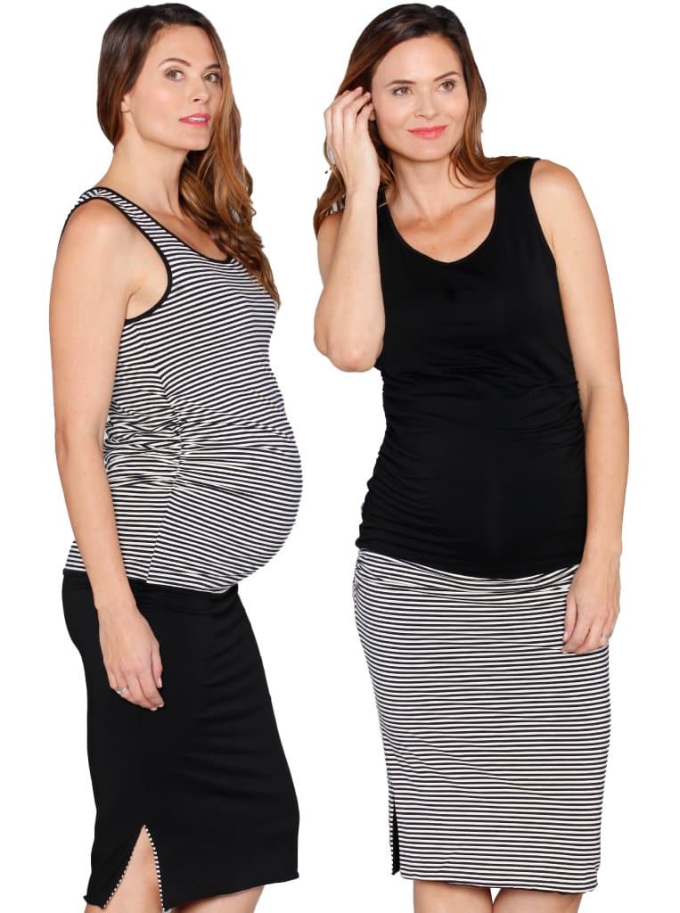 Reversible Maternity Skirt in Black/ Stripes - Angel Maternity - Maternity clothes - shop online (10088318534)