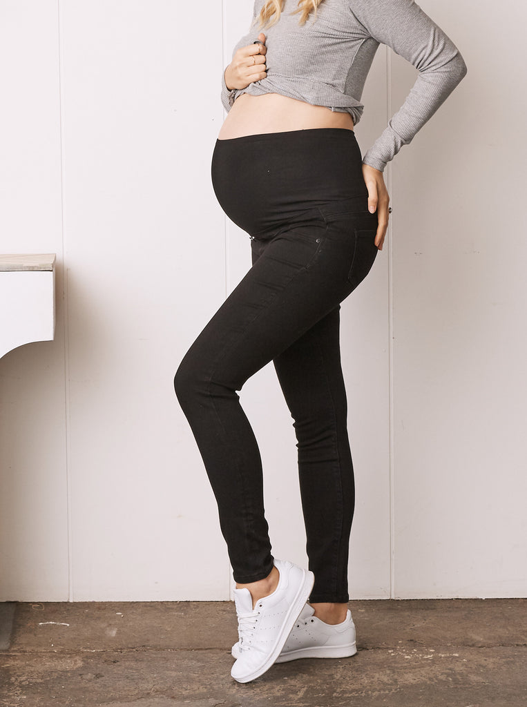 Over the Bump Skinny Maternity Denim Jeans Black (6583886053479)