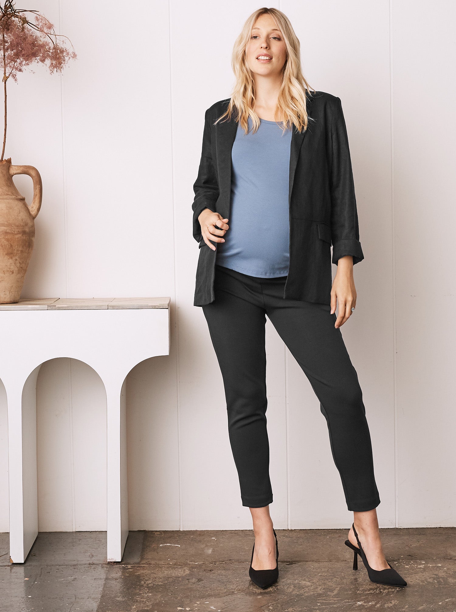 Alana Relaxed Ponti Maternity Work Pants - Ankle or Full in Black – ANGEL  MATERNITY