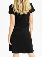 Back View - Maternity Cotton T-Shirt Dress in Black from Angel Maternity