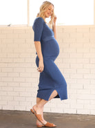Annabella Blue Maternity Knit Midi Dress (6687293014119)