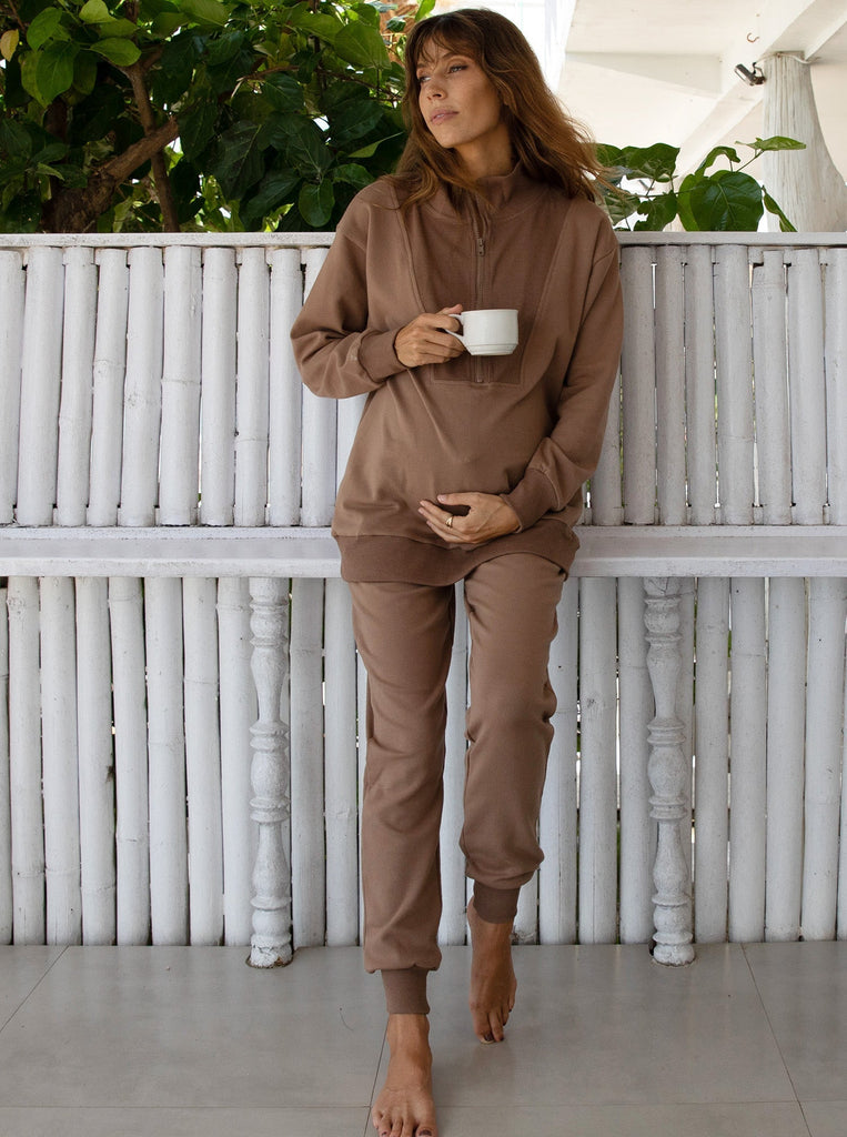 Calla Maternity Sweatshirt Top in Iced Coffee (6708902854759) (6728284831838) (6728293679198)