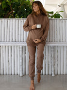 Calla Maternity Sweatshirt Top in Iced Coffee (6708902854759) (6728284831838)
