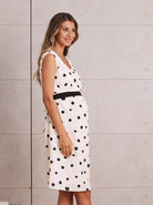 Maternity Tie Back Short Sleeve Chiffon Dress - Polka Dots - Angel Maternity - Maternity clothes