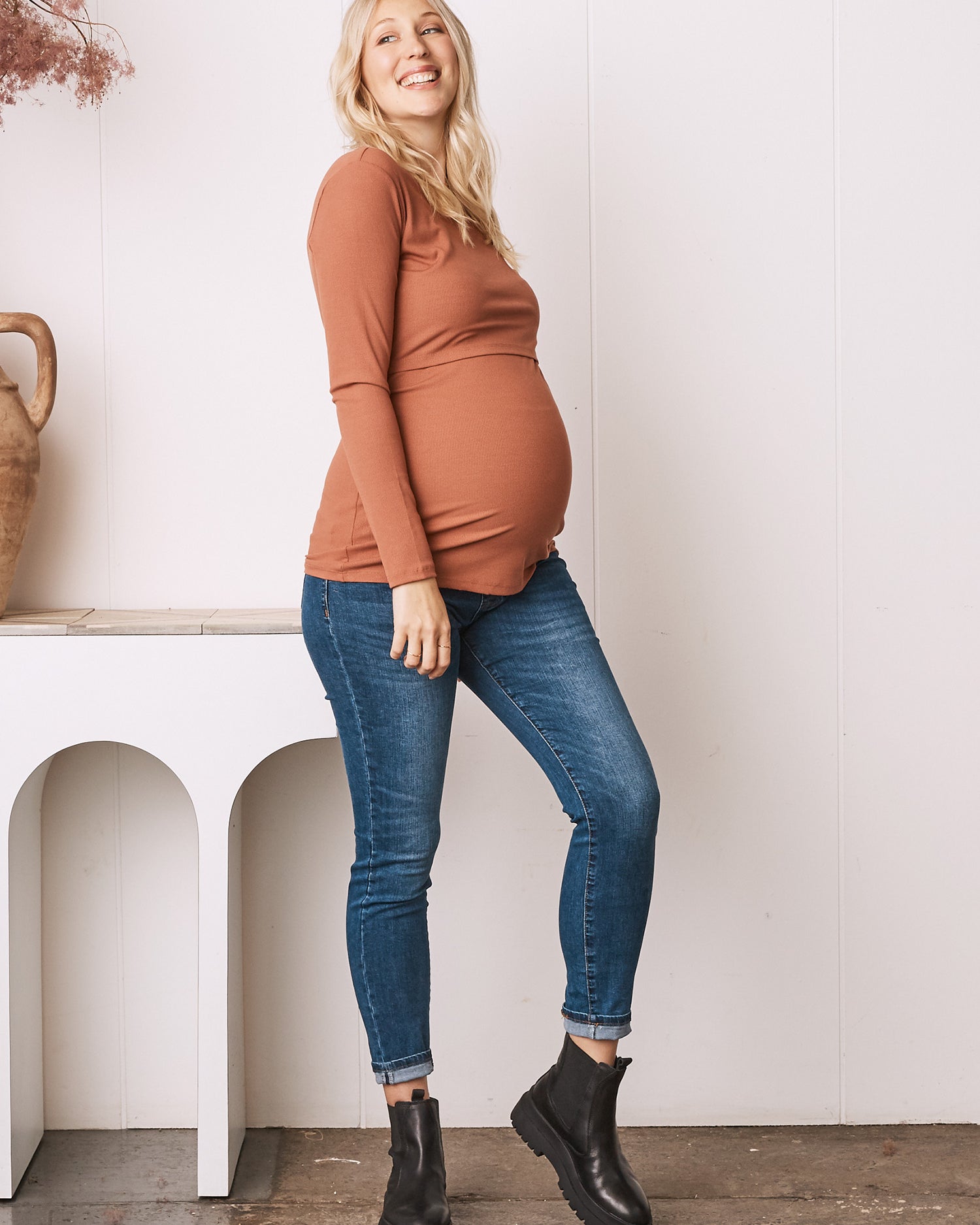 Maternity Over the Bump Skinny Denim Jeans in Indigo (6578380898407)
