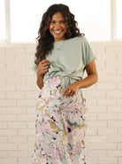 Main view - A Pregnant Woman in Reversible Maternity T-Shirt in Sage Green (6712913100903)