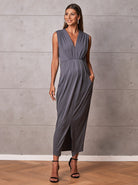 Anais Maternity Evening Dress in Excalibur Grey from Angel Maternity
