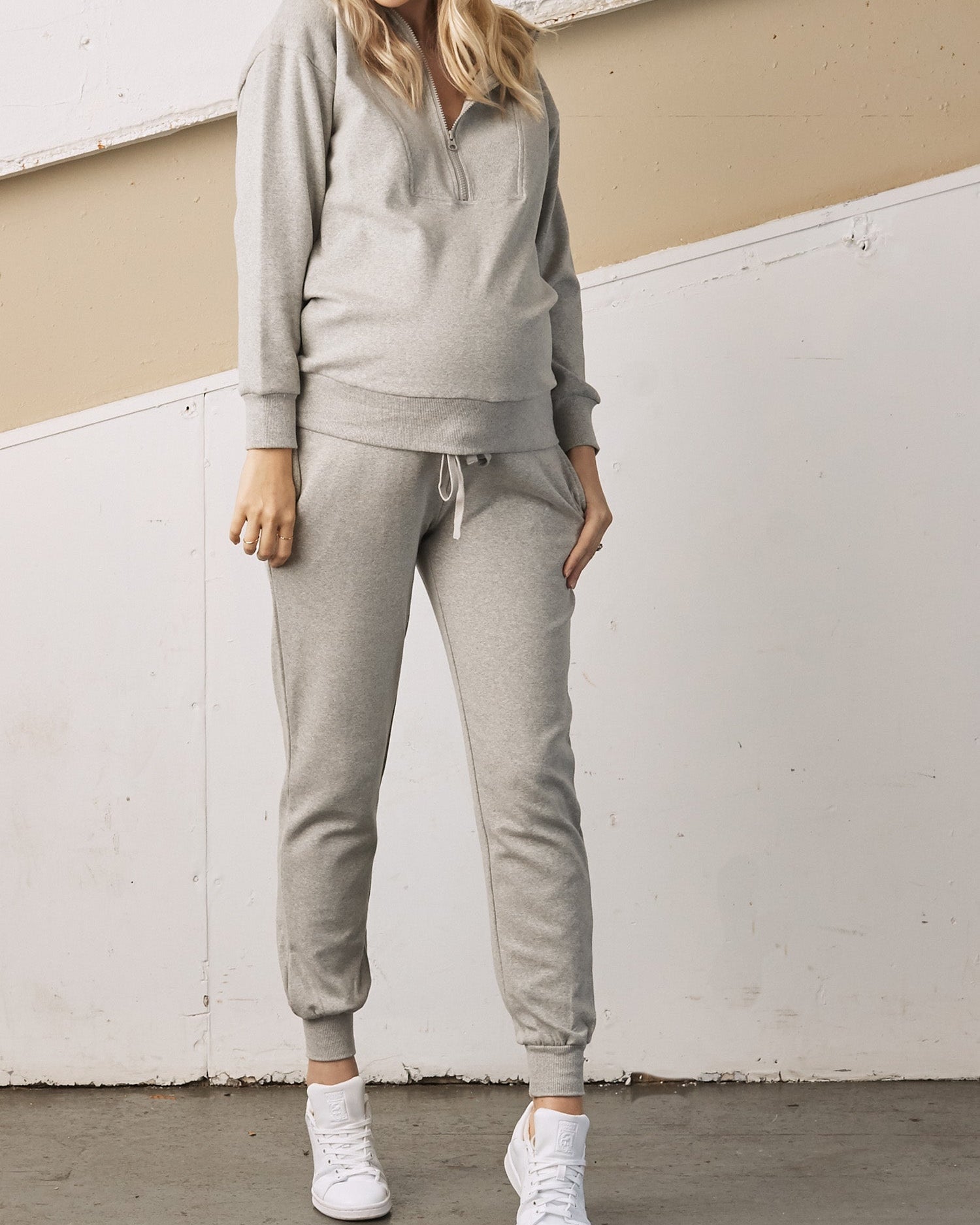 Calla Maternity Loungewear Set in Marl Grey (6726621003870)