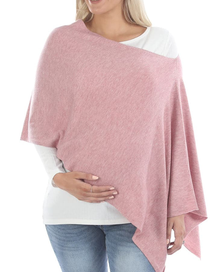 A woman in luxury moozie mama wrap poncho maternity nursing cover, front (6643007324263)