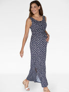 Maternity  Dress in Maxi in Navy Print - Angel Maternity - Maternity clothes - shop online (4694162112615)