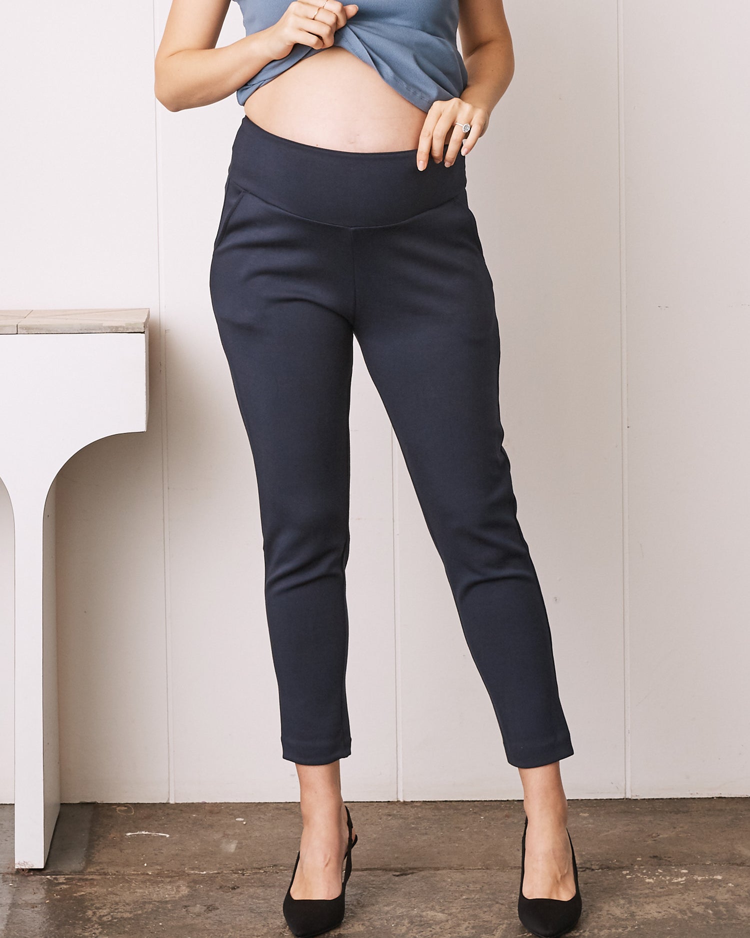 Soft Ponti Relaxed Fit Maternity Pants - Navy (1931396481127)