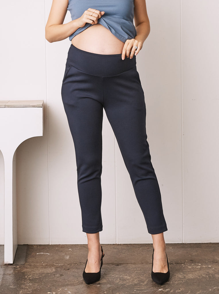 Soft Ponti Relaxed Fit Maternity Pants - Navy (1931396481127)