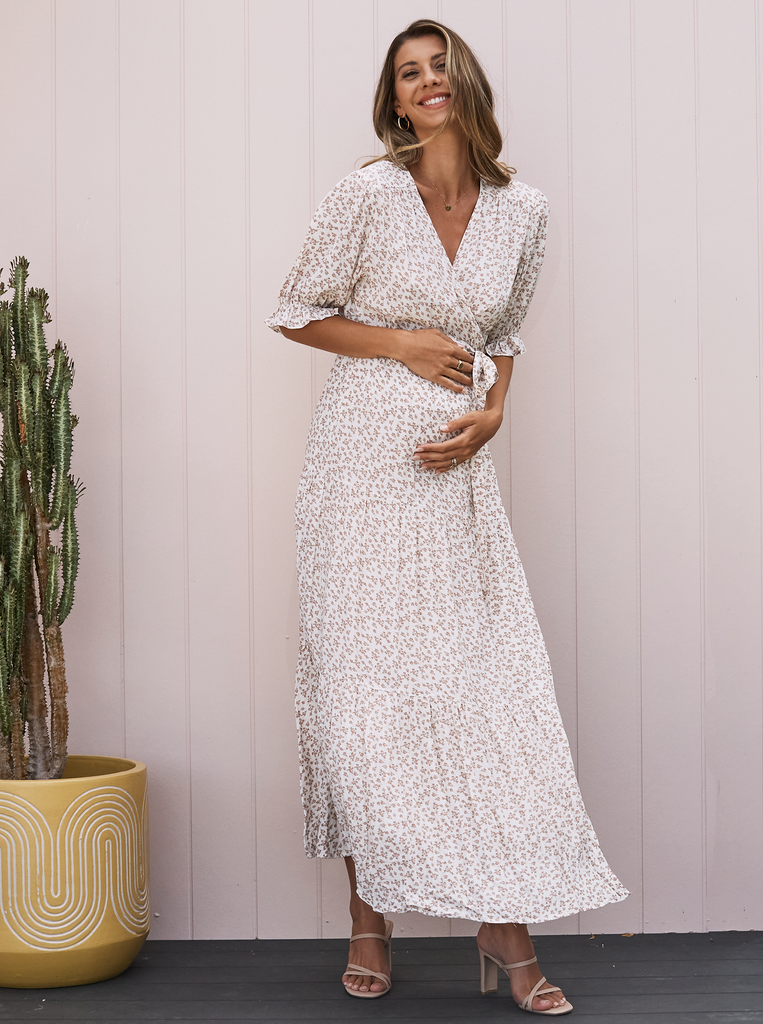Main View - A Pregnant Women in Maternity baby Shower Dress from Angel Maternity